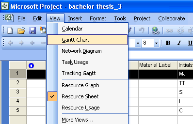 Change to Gantt-Chart view