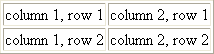 A table with 2 rows and 2 columns